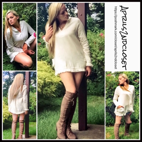 BOHO HOODIE FRINGE TRIM PULLOVER TUNIC TOP - Picture 4 of 8